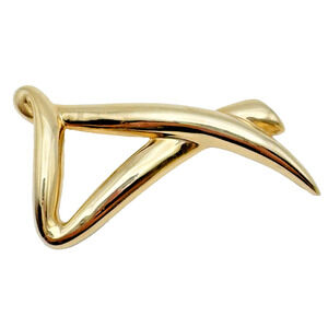 Large Vintage Gold Tone Modernist Abstract Statement Brooch Bold 1980s 3.25"